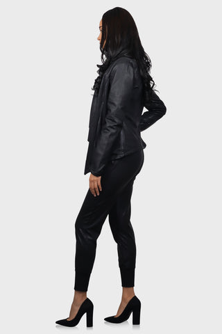 faux leather joggers black side