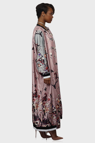 Floral print bomber jacket pink side
