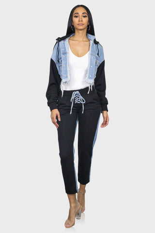 hooded jean jacket front hoodie down