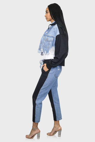hooded jean jacket side