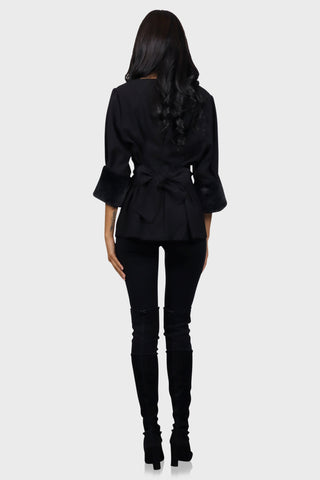 fur sleeve blouse black back