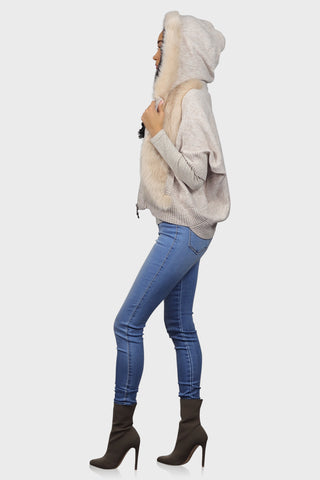 fur sweater jacket oatmeal side