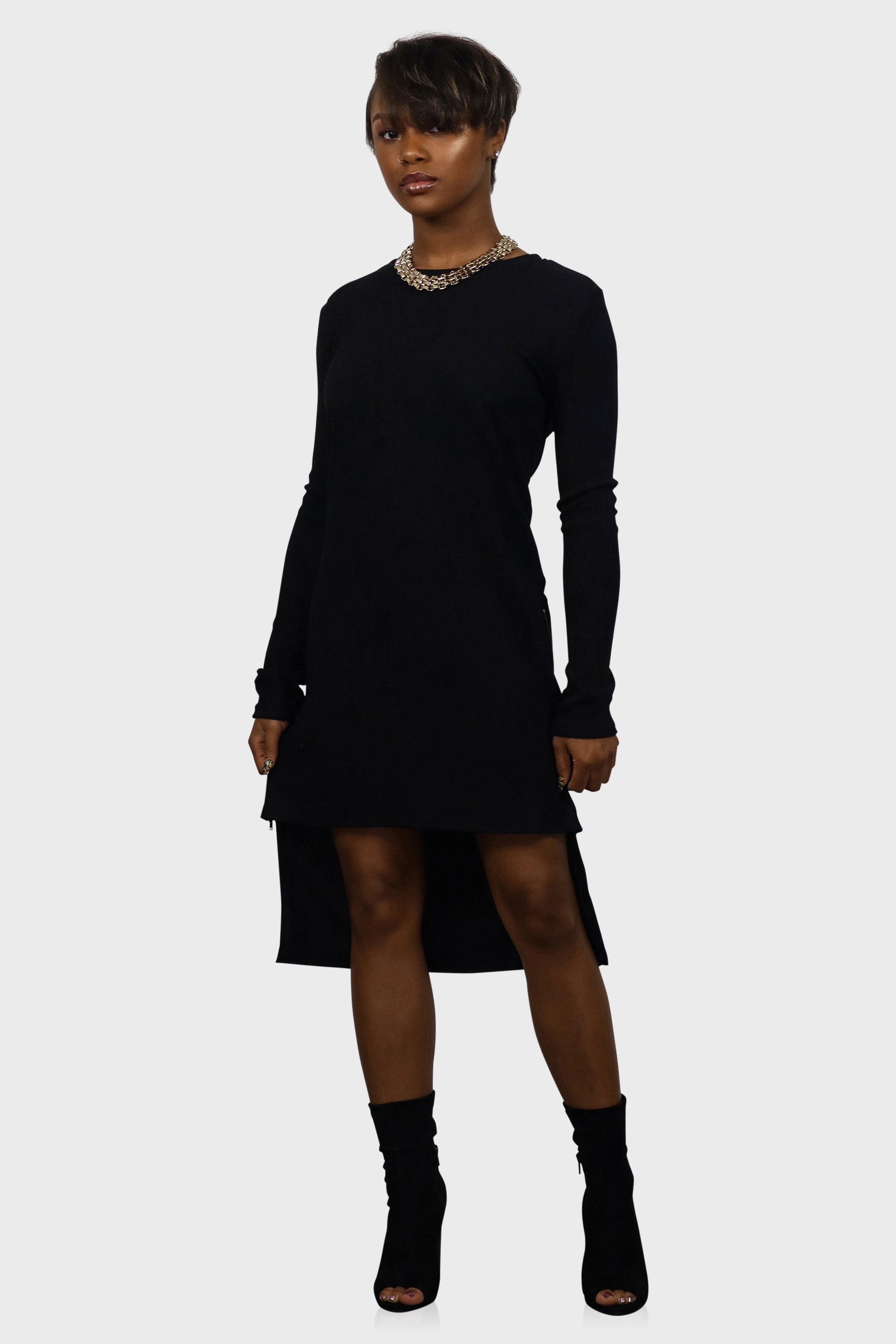 High Low Sweater Dress (Black) | Modern Minx Black / S High Low Sweater Dress (Black) | Modern Minx Black / S