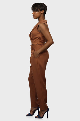 high waisted pants set rust side
