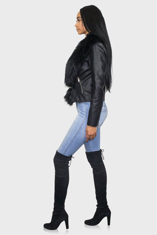 leather jacket black side