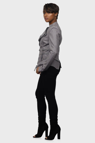 leather moto jacket grey side two