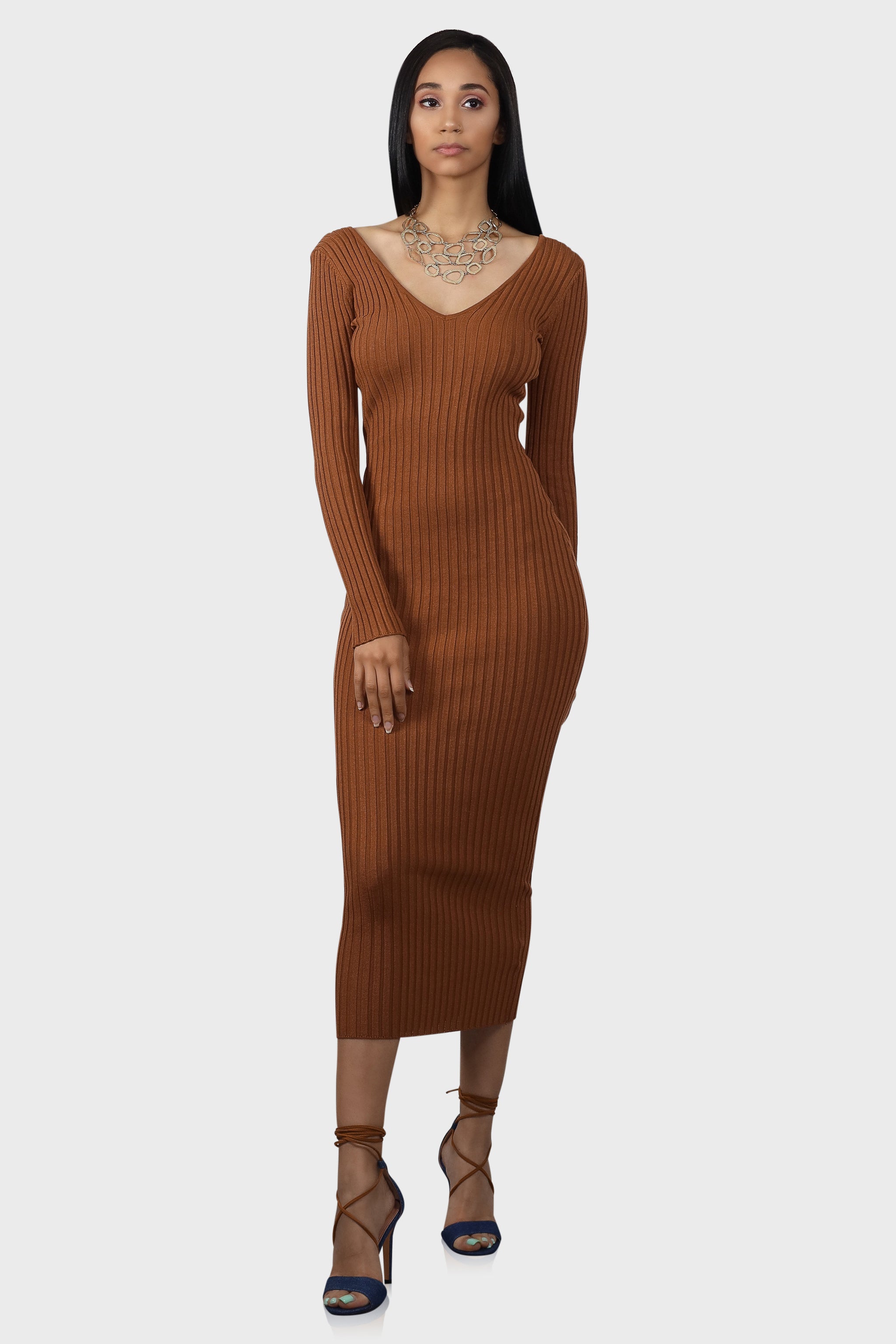 Long Sleeve Sweater Dress (Rust) | Modern Minx Rust / M Long Sleeve Sweater Dress (Rust) | Modern Minx Rust / M