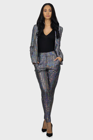 sequin blazer silver front