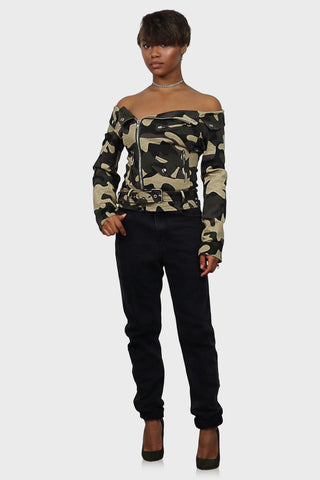 womens camo jacket olive green front