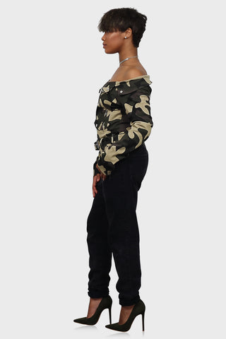 womens camo jacket olive green side