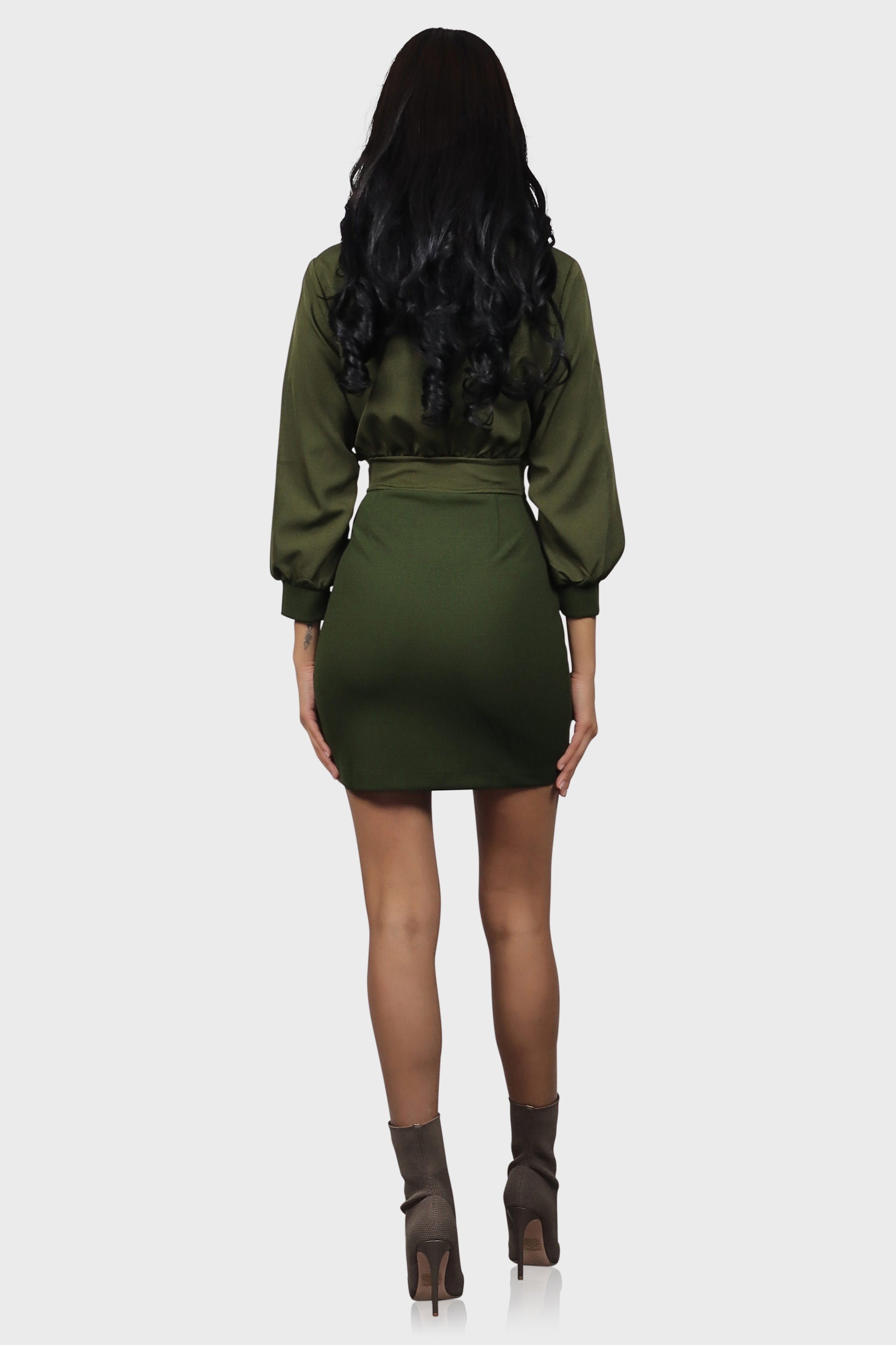 Zip Front Dress (Olive) | Modern Minx Olive Green / S Zip Front Dress (Olive) | Modern Minx Olive Green / S